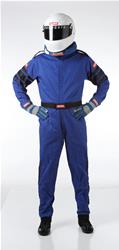 Pyrovatex SFI-1 Suit, One-piece, Men's Large, Single Layer, SFI 3.2A/1, Blue with Black Stripe, Each