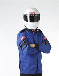 Pyrovatex SFI-1 Jacket, RaceQuip 110 Series, Men's 3X-Large, Single Layer, SFI 3.2A/1, Blue with Black Stripe