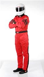 Driving Suit, 1-Piece, 120 Series, Pyrovatex, Multi-Layer, Red with Black Stripe, Men's Large, Each