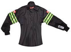 Driving Jackets, SFI-1 Pro-1 Single Layer Kids Jackets, Pyrovatex, Black with Green Stripe, SFI 3.2A/1, Junior's Large, Each