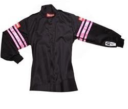 Driving Jackets, SFI-1 Pro-1 Single Layer Kids Jackets, Pyrovatex, Black with Pink Stripe, SFI 3.2A/1, Junior's Small, Each