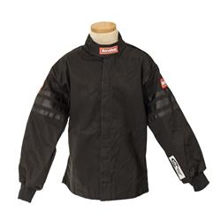 Driving Jackets, SFI-1 Pro-1 Single Layer Kids Jackets, Pyrovatex, Black with Black Stripe, SFI 3.2A/1, Junior's X-Large, Each