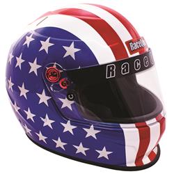 Helmet, PRO20, Full, Gloss Red/WhiteBlue, Snell SA2020, EPS Liner, American Flag Graphic, X-Large, Each