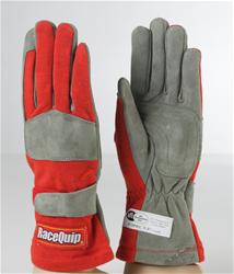 Driving Gloves, 351, Single-Layer, Nomex/Leather, Red/Gray, Men's Medium, SFI 3.3/1, Pair