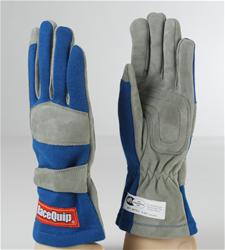 Driving Gloves, 351, Single-Layer, Nomex/Leather, Blue/Gray, Men's Large, SFI 3.3/1, Pair