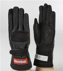 Race Gloves,355 Series 2 Layer Nomex Race Gloves SFI 3.3/ 5 Certified, Black, Youth X-Small, Pair