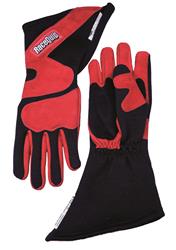 Driving Gloves, 358 Series, Two Layer, Nomex/Suede, Long Gauntlet Race Gloves, SFI 3.3/5, Black/Red, Medium, Pair