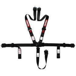 Racing Harness, Complete, Pull-Up, Latch & Link, Small Buckle, 5-Point, SFI 16.1, HANS/HNR, Polyester, Black, Each