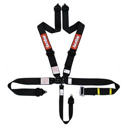 Racing Harness, Complete, Ratchet, Latch & Link, Small Buckle, 5-Point, SFI 16.1, Polyester, Black, Each