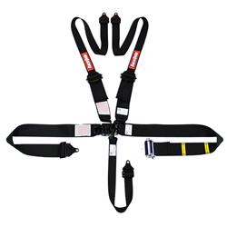 Racing Harness, Complete, Ratchet, Latch & Link, Small Buckle, 5-Point, SFI 16.1, HANS/HNR, Polyester, Black, Each