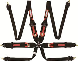 Racing Harness, FIA Camlock, 6-Point, Camlock, Pull Up, FIA 8853-2016, Polyester, Black, Each