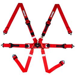 Racing Harness, Complete, Pull-Up, 6-Point, Camlock, Euro Sub Belt, FIA 8853-2016, Red, Each