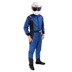 Driving Suit, Chevron-5 Multi Layer Racing Driver Fire Suit, SFI 3.2A/5, Blue, Medium, Each