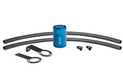 Oil Catch Can, Round, Aluminum, Blue Anodized, 3/8 in. NPT Female Threads, 5/8 in. Hose Connecting, Hose Included, Universal, Kit
