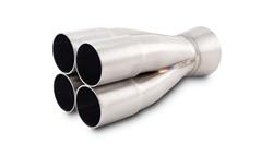 Merge Collector, 4-1, Slip-On, Stainless Steel, Natural, 1.500 in. Primary, 2.500 in. Outlet, 7.50 in. Long, Each