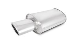 Muffler, StreetPower Performance, Oval, Stainless, Polished, 2.5 in. Center Inlet, 4.5 in. Center Outlet, Each