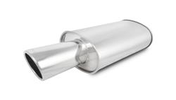 Muffler, StreetPower Performance, Oval, Stainless, Polished, 2.5 in. Center Inlet, 4.0 in. Center Outlet, Each