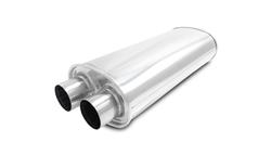 STREETPOWER Oval Muffler, 2.50" inlet/outlet (Dual In/Out) - 18" Body Length