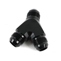 Fitting, Y-Adapter, Aluminum, Black Anodized, -12 AN Male Threads, Each