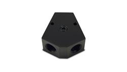 Fuel Distribution Block, Y-block Shape, Aluminum, Black Anodized, 3/8 in. NPT Inlet/Outlets, Female Threads