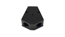 Fuel Distribution Block, Y-block, Aluminum, Black Anodized, 1/2 in. NPT Inlet/Outlets, Female Threads, Each