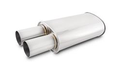Muffler, Stainless Steel, Oval, 3.00 in. Inlet, 3.00 in. Outlet, Single Inlet, Dual Outlet, Straight Cut Tip, Each