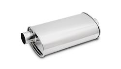 Muffler, StreetPower, Oval, Stainless, Polished, 3 in. Offset Inlet, 3 in. Center Outlet, 20 in. Length, Each