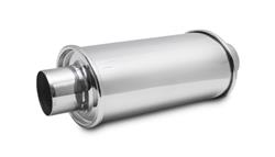 Exhaust Resonator, 304 Stainless Steel, Polished, 2.5 in. Inlet/Outlet, 13.75 in. Length, Each