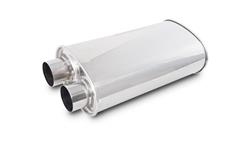 Muffler, StreetPower, Oval, Stainless, Polished, 2.5 in. Same Side Inlet/Outlet, 19 in. Length, Each