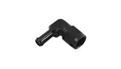 Fitting, 90 degree, Female -6 AN to 3/8 in. Hose Barb, Aluminum, Black Anodized, Each