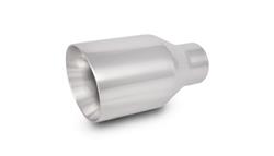 Exhaust Tip, Weld-On, 2.50 in. Inlet I.D., 4.00 in. Outlet O.D., Double Wall, Angle Cut, Bevelled Edge, 7.75 in. long, 304 Stainless, Polished, each