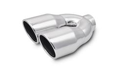 Exhaust Tips, Round, Weld-on, Slant, Stainless Steel, Polished, 2.500 in. Inlet Diameter, 3.500 in. Outlet, 10.000 in. Overall Length, Each