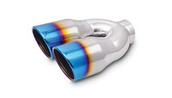 Exhaust Tips, Round, Weld-on, Slant, Stainless Steel, Burnt, 2.500 in. Inlet Diameter, 3.500 in. Outlet, 10.000 in. Overall Length, Each