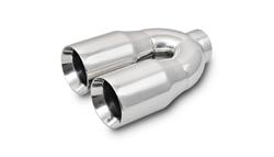 Exhaust Tips, Round, Weld-on, Straight, Stainless Steel, Polished, 2.500 in. Inlet Diameter, 3.500 in. Outlet, 10.000 in. Overall Length, Each