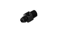 Gauge Adapter Fitting, Pressure, Straight, Aluminum, Black, -6 AN Male, 1/4 in. NPT Male, 1/8 in. NPT Female