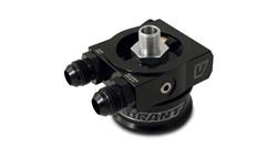 Oil Filter Adapter, Sandwich, Aluminum, Black Anodized, 1 in. Spacer, Thermostatic, -10 AN Inlet and Outlet, Kit