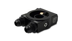 Oil Filter Adapter, Sandwich, Aluminum, Black Anodized, Thermostatic, -10 AN Inlet and Outlet, Kit