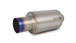 Muffler, 2.5 in. Inlet, 4 in. Outlet, Titanium, Blue Burnt Tip, Each