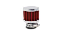 Crankcase Breather Filter, Clamp-On, Round, Chrome, 2.125 in. Diameter, 2.625 in. Height, 3/4 in. Inlet, Each