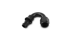 Hose Ends, Push-On Fittings, Socketless Barb, 150 degree, -8 AN Size, Aluminum, Black Anodized, -6 AN Adapter Size, Female Threads, Each