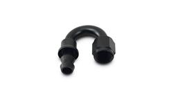 Fitting, Hose End, 180 Degree, -6 AN Female Threads, Aluminum, Black Anodized, Each
