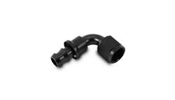 Fitting, Hose End, 90 Degree, -12 AN Female Threads, Socketless Barb, Aluminum, Black Anodized, Each