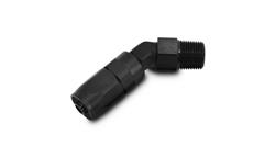 Fittings, Hose End, 45 Degree, Swivel, -12 AN Hose, 1/2 in. NPT Male Threads, Aluminum, Black, Each