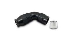 Hose End, PTFE Lined Hose, 60 Degree, -12 AN Female Thread, -12 AN Hose, Aluminum, Black, Each
