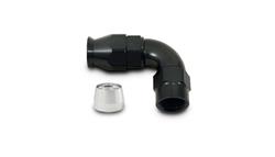 Hose End, PTFE Lined Hose, 90 Degree, -10 AN Female Thread, -10 AN Hose, Aluminum, Black, Each