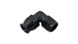 Hose End, PTFE Lined Hose, Tight Radius, 90 Degree, -4 AN Female Threads, -4 AN Hose, Aluminum, Black, Each