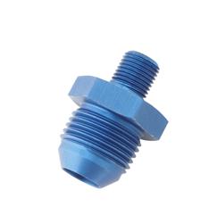 Fitting, Adapter, AN to Metric Threads, Straight, Aluminum, Blue Anodized, -8 AN, M10 x 1.0, Each