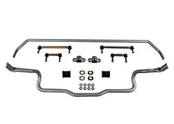 Sway Bars, Front and Rear, Solid, Steel, Silver Powdercoated, Ford, Kit