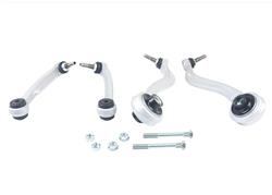 Control Arms, Front, Lower, Adjustable, Aluminum, Silver Powdercoated, Polyurethane, BMW, Set of 4