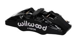 Brake Caliper, Forged DynaPro 6A Lug Mount, 6-piston, Aluminum, Black Powdercoat, Wilwood Logo, Passenger Side